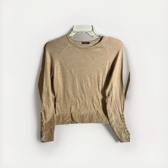 J. McLaughlin Jamey Sweater Womens Small Tan Pullover Buttons Career Ladies.  Jj - Picture 1 of 5